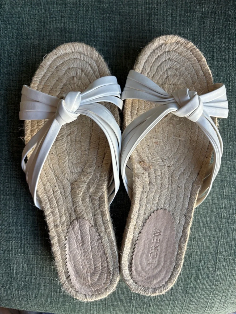 J. Crew women’s White Knotted Espadrille summer Slides Size 8 worn once EUC! - Picture 10 of 14